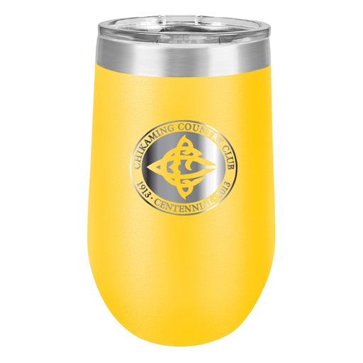 16 OZ. YELLOW POLAR CAMEL STEMLESS STAINLESS TUMBLER WITH LID